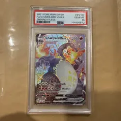 2021 POKEMON SWORD & SHIELD SHINING FATES #SV107 FULL ART/CHARIZARD VMAX PSA 10 - Image 1
