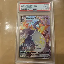 2021 POKEMON SWORD & SHIELD SHINING FATES #SV107 FULL ART/CHARIZARD VMAX PSA 10 - Image 3