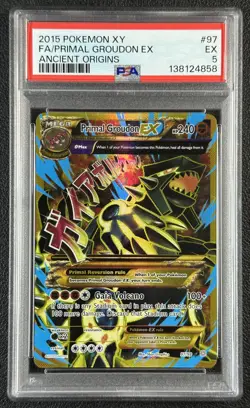 PRIMAL GROUDON PSA 5 2015 POKEMON XY ANCIENT ORIGINS #97/98 FULL ART FA 858 - Image 1