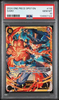 2024 ONE PIECE OP07-500 YEARS IN THE FUTURE #118 SABO PSA 10 - Image 1
