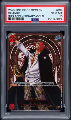 2025 ONE PIECE OP13-CARRYING ON HIS WILL 3RD ANV-GOLD #004 SHANKS PSA 10 - Image 1