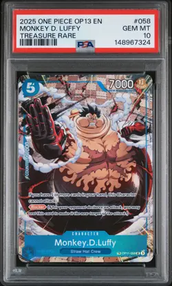 2025 ONE PIECE OP13-CARRYING ON HIS WILL TREASURE RARE MONKEY D. LUFFY PSA 10 - Image 1