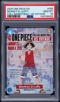 2026 ONE PIECE PROMOS ONE PIECE COLLEGE BK: US VOYAGE MONKEY D. LUFFY PSA 10 - Image 1