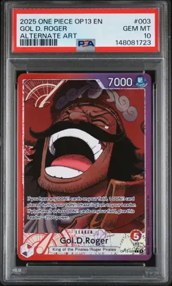 2025 ONE PIECE OP13-CARRYING ON HIS WILL ALTERNATE ART #003 GOL D. ROGER PSA 10 - Image 1