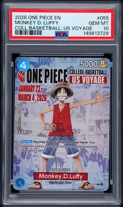 2026 ONE PIECE PROMOS ONE PIECE COLLEGE BK: US VOYAGE MONKEY D. LUFFY PSA 10 - Image 1