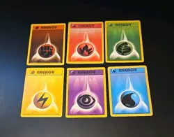 LP/MP Pokemon Base Set Complete Energy Card Lightning Fire Water Psychic 101/102 - Image 1