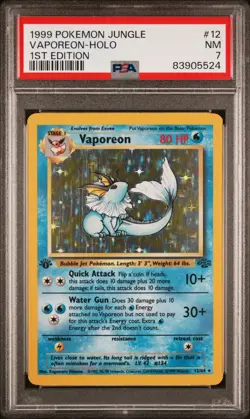 [PSA 7] Vaporeon Holo 12/64 1st Edition Jungle 1999 Pokemon Card - Image 1