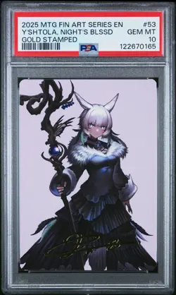 2025 MTG FINAL FANTASY ART SER GOLD STAMPED #53 Y'SHTOLA, NIGHT'S BLESSED PSA 10 - Image 1