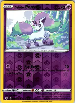 Galarian Ponyta 081/202 SWSH01: Sword & Shield Base Set Pokemon NM Reverse Holo - Image 1
