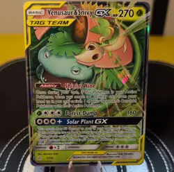 Pokemon Venusaur & Snivy GX TAG TEAM Ultra Rare Holo SM-Cosmic Eclipse 1/236 - Image 1
