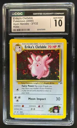 2000 Pokemon Gym Heroes Erika's Clefable Holo #3/132 CGC 10 - Image 1