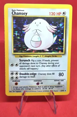 1999 Pokemon TCG Chansey 003/102 Base Set Holo - VINTAGE - LP/NM - Image 2