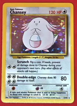 1999 Pokemon TCG Chansey 003/102 Base Set Holo - VINTAGE - LP/NM - Image 4