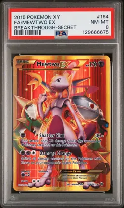 Mewtwo EX 164/162 Full Art Pokemon XY Breakthrough #164 NM-MT PSA 8 - Image 1