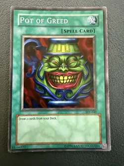 Yu-Gi-Oh! Pot of Greed SYE-040 – Starter Deck Yugi – Vintage 1996 Spell Card - Image 1