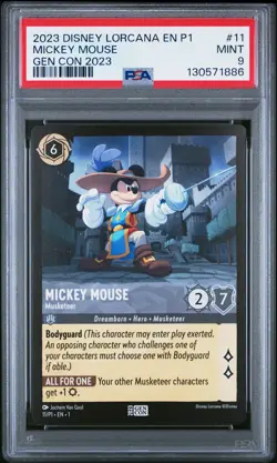 2023 DISNEY LORCANA EN P1-PROMO GEN CON 2023 #11 MICKEY MOUSE - MUSKETEER PSA 9 - Image 1