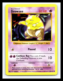 💥 Drowzee 49/102 Base Set Shadowless Pokemon 1999 WOTC TCG Vintage Card Rare - Image 1