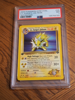 Pokemon 2000 1st Edition Gym Challenge Lt. Surge's Jolteon card, PSA 7 - Image 1