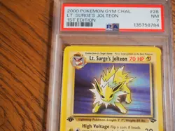 Pokemon 2000 1st Edition Gym Challenge Lt. Surge's Jolteon card, PSA 7 - Image 2