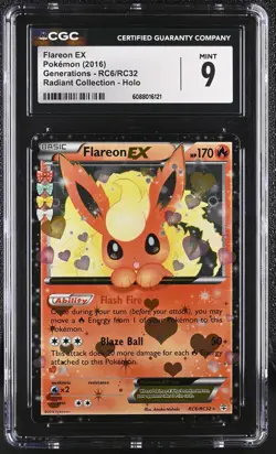 CGC 9 MINT Flareon EX Generations RC6/RC32 Radiant Collection Holo Pokemon Card - Image 1