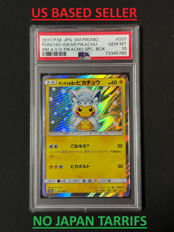 PSA 10 Poncho Wearing Pikachu 037/SM-P Promo Alolan Vulpix Pokemon Card Japanese - Image 1