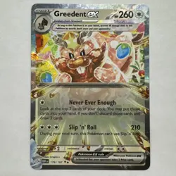 Greedent ex 179/197 Obsidian Flames (OBF) NM Double Rare Pokemon Card - Image 1