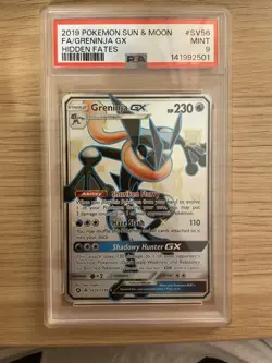 Pokemon Card Greninja GX SV56/SV94 Hidden Fates Shiny Full Art PSA 9 - Image 1