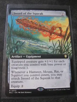 SWORD OF THE SQUEAK 2024 MAGIC The GATHERING Bloomburrow Commander #72 Ext Art R - Image 1