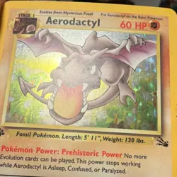 Pokemon Aerodactyl Fossil 1st Edition Holo Rare 1/62 1999 Wizards 60 HP - Image 2