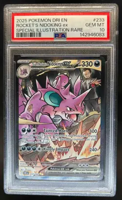 2025 Pokemon Destined Rivals Team Rocket's Nidoking ex #233/182 PSA 10 - Image 1