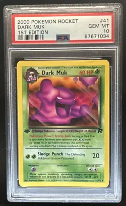2000 Pokemon Team Rocket First Edition Dark Muk #41/82 PSA 10 - Image 1