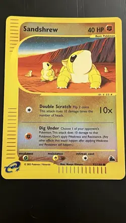 Sandshrew 92/144 NM Skyridge Reverse Holo Pokemon TCG - Image 1