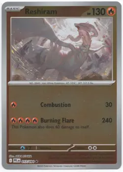 Reshiram reverse holo rare #017/094 Pokemon Phantasmal Flames Near Mint - Image 1