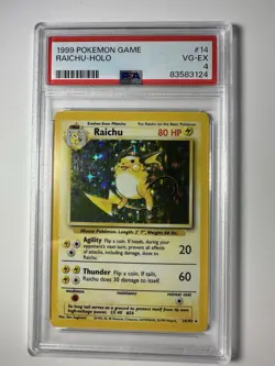 Pokemon Vintage Raichu Base Set Holo Rare #14/102 PSA 4 - Image 1