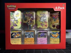 Pokemon TCG 151 Mini Tins 4 Pack + 4 Promos NIB Sealed Sams Club Exclusive NEW - Image 1