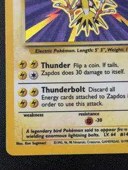 1999 Pokemon Base Set Zapdos 16/102 Holo Rare Unlimited WOTC - Image 2