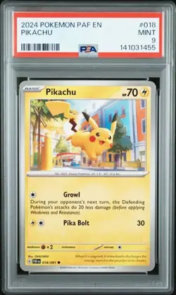 2024 POKEMON PAF EN-PALDEAN FATES #018 PIKACHU PSA 9 - Image 1