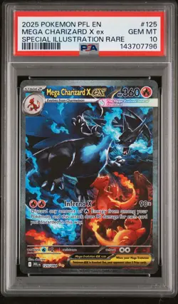 2025 POKEMON PFL EN-PHANTASMAL FLAMES #125 MEGA CHARIZARD X EX PSA 10 - Image 1