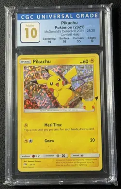 PIKACHU CGC 10 PRISTINE 2021 POKEMON MCDONALD'S 25TH #25/25 CONFETTI FOIL 9003 - Image 1
