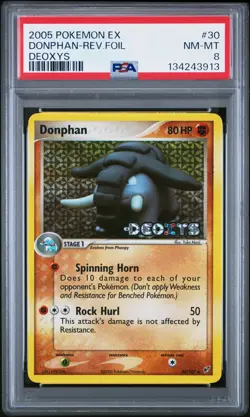 2005 Pokemon Ex Deoxys #30 Donphan-Rev.Foil Deoxys PSA 8 - Image 1