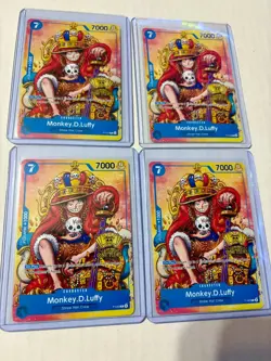 4x (Playset) Monkey.D.Luffy (2nd Anniversary Stamped ) P-043 One Piece Promo NM - Image 1