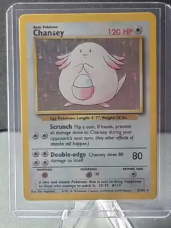 Pokemon Card TCG Chansey Base Set Holo Unlimited 3/102 WOTC Rare Collection LP - Image 1