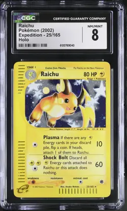 CGC 8 Raichu 25/165 Holo Expedition Pokemon Card - Image 1