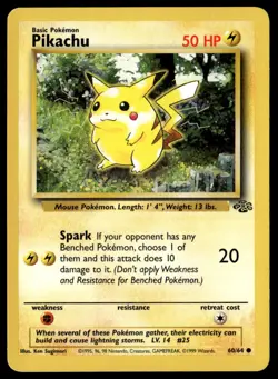 Pikachu 60/64 Jungle Common English Pokemon Card - Image 1