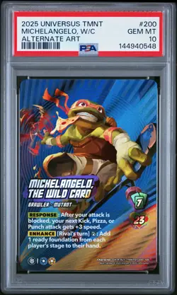 144940548 Michelangelo The Wild Card 2025 Universus TMNT #200 Alt Art PSA 10 - Image 1