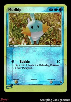 2003 Pokemon EX Ruby and Sapphire Reverse Foil #59 Mudkip - Image 1