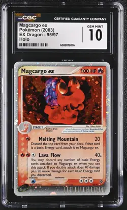 CGC 10 GEM MINT Magcargo ex 2003 EX Dragon 95/97 Holo SWIRL Pokemon Card - Image 1