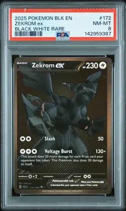 2025 POKEMON BLK EN-BLACK BOLT BLACK WHITE RARE #172 ZEKROM EX PSA 8 MISCUTU - Image 1