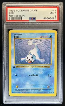 1999 Pokemon 1st Edition Seel Shadowless #41/102 PSA 9 - Image 1