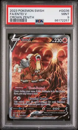 🔥 Pokemon TCG 🔥 Entei V #GG36 Crown Zenith Ultra Rare Full Art - PSA 9 MINT 🔥 - Image 3